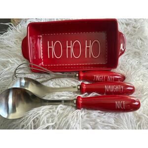 Rae Dunn Bake Dish serving spoons and whisk